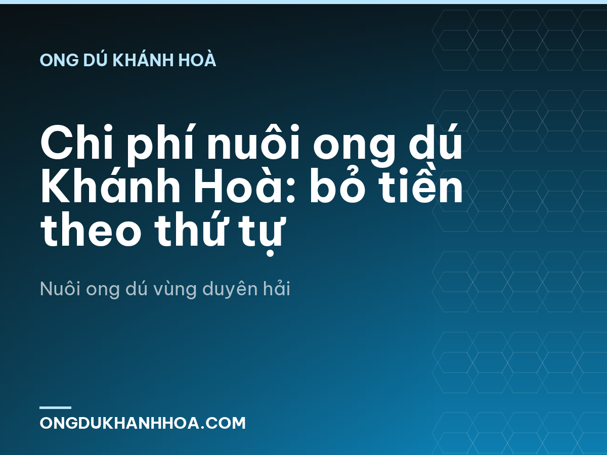 Chi phí nuôi ong dú Khánh Hoà: bỏ tiền theo thứ tự
