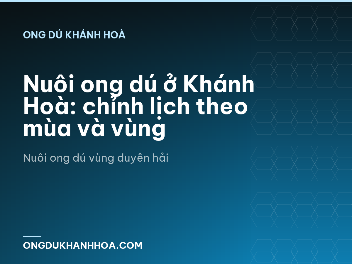 Nuôi ong dú ở Khánh Hoà: chỉnh lịch theo mùa và vùng