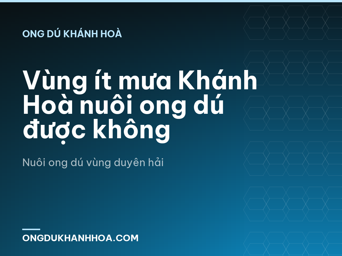 Vùng ít mưa Khánh Hoà nuôi ong dú được không